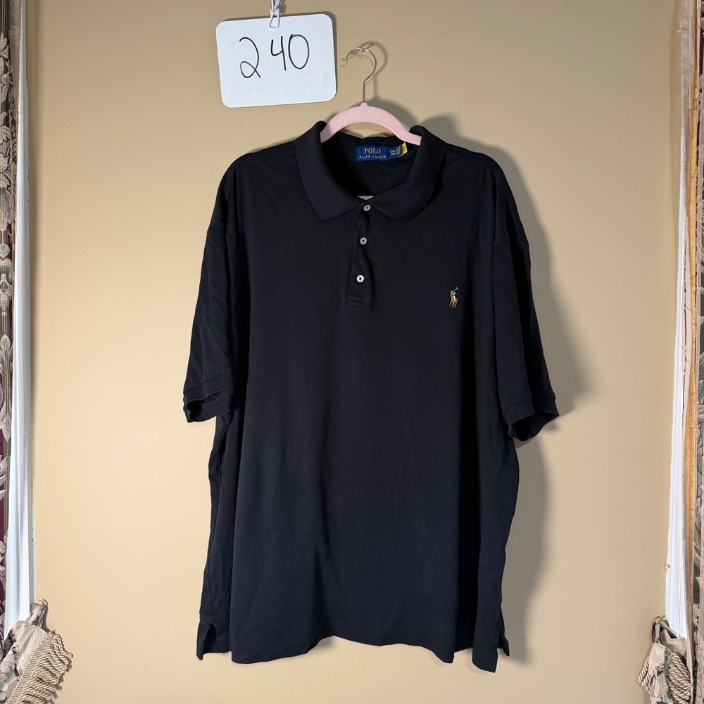 Polo Ralph Lauren Mens Black Short Sleeve Pony Logo Polo Shirt 3XB Big Tall